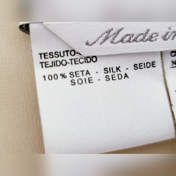 MaxMara Women's Luxury 100%Silk Blouse Pearl Buttons Taupe 10/Medium - Picture 4 of 16